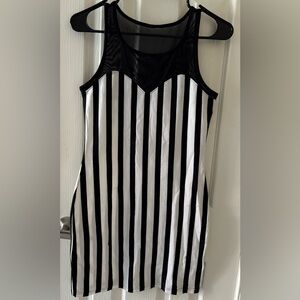 Glam 80’s Black and White Strip Mesh Bodycon Dress. Glam Rock. 80’s 90’s. Goth